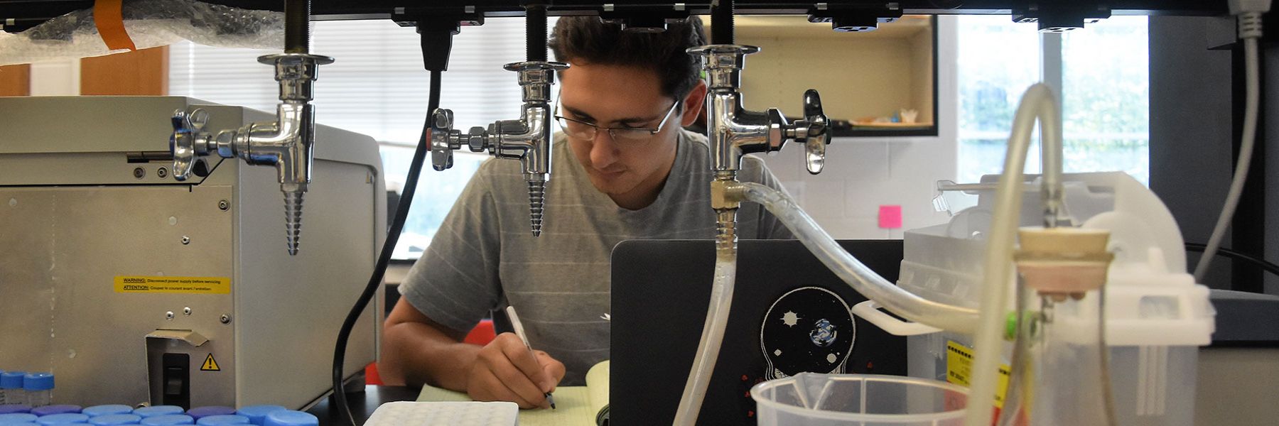 Student working in a chemistry lab